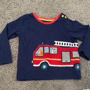 Kids Navy Fire Truck Long Sleeve Shirt